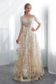 champagne floral lace proom dress I306601