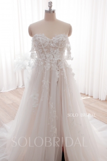 Ivory Seen through Top with light Tulle Skirt A Line Wedding Dress DPP_0001