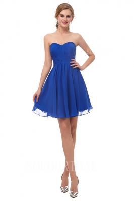 Royal blue short chiffon bridesmaid dress I126731