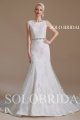 Ivory Cap Sleeve Fit and Flare Round Neck Wedding Dress 2110681