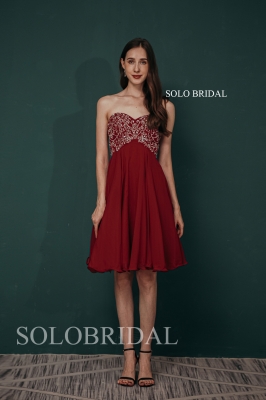 Hot Selling Women's High Waist Embroidery Top Short Bridesmaid Dresses 291045b1