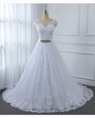 Sweetheat Neckline Covered Sleeved White A Line Wedding Dress 5U7A2769
