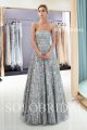 Grey shiny square lace proom dress J717031