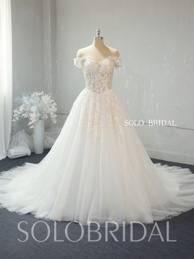 A line ivory shiny wedding dress 724A2372