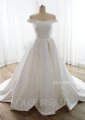 Ivory Off Shoulder A Line Printed Embroidery Wedding Dress DPP_000aa