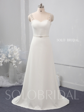 Ivory small A line crepe wedding dress 724A1526