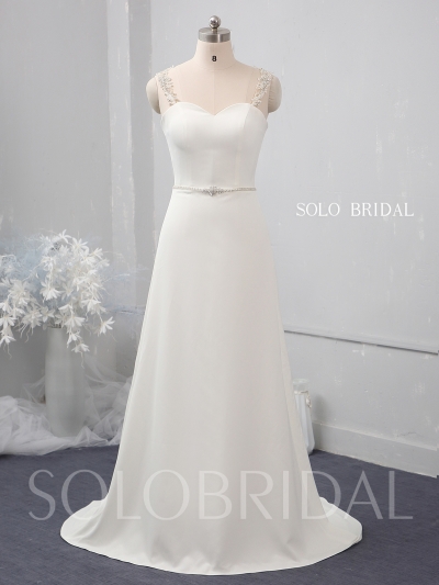 Ivory small A line crepe wedding dress 724A1526 [724A1526]