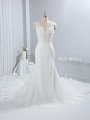 Ivory seen through boned corset bodice cathedral train wedding dress DPP_2168