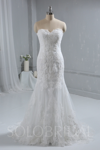 Trendy Lace Wedding Dress Sweetheart Strapless Bridal Gown a00001693