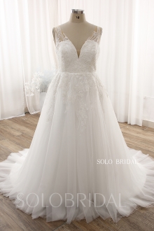 Ivory Beaded Lace Tulle A line Wedding Dress DPP_0109