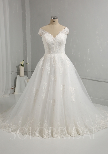Hot Sale Ivory Ball Gown Wedding Dress Cotton Lace 724A0047