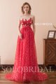 red a line shiny lace evening dress F306041