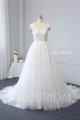 Ivory tulle wedding dress zipper buttons back cotton lace 724A1899