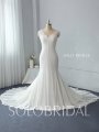 shoulder strap V neck fit and flare ivory lace cathedral train zipper closure wedding dress