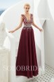 Shiny burgundy small a line proom dress M613301