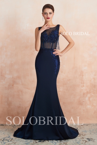 Royal blue fit and flare sexy proom dress N243571