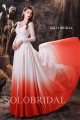Ivory V neck lace top skirt ivory satin gradient red bridesmaid dresses S244561