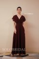 Women's Formal Long V-neck Evening Party Dress Wine Red Bridesmaids Dresses