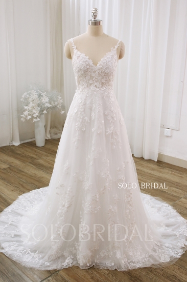 DPP_0041 Ivory Sweetheart Strapless Court Train A line Wedding Dress