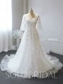 A line square half sleeve organza wedding dress 724A1946