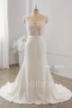 Ivory Crepe Fitted Wedding Dress Chapel Train 724A9970