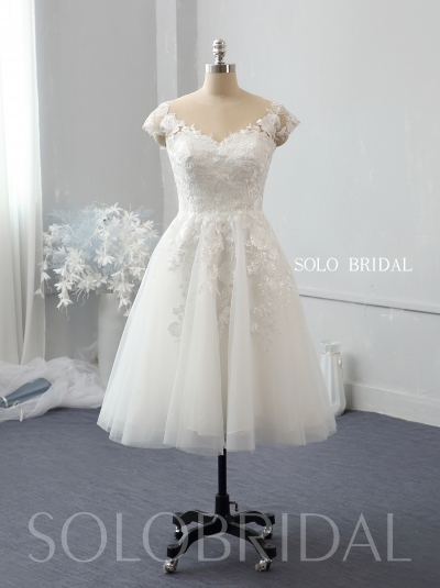 Ivory knee length small A line wedding dress 724A2624