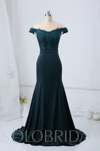 2019 New Crepe Proom Dress Off Shoulder Bridemaid Dress 724A9691a