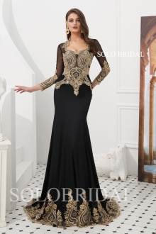 Black red blue luxury gold lace proom dress L593231