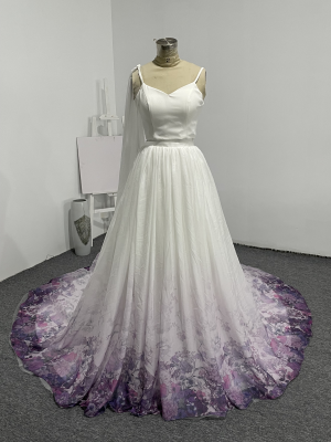 Purple Ivory A Line chiffon dress FB01102
