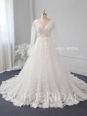 Ivory a line lace wedding dress 724A2536