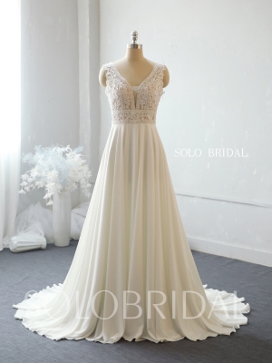 Ivory chiffon A line summber wedding dress 724A2167