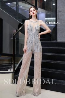 Sleeveless trousers beaded evening dress Q734451