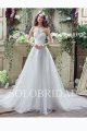 Ivory sweetheart a line lace up back chapel train wedding gown C30272