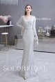 Silver shiny sequin sheath evening dress Q244411