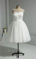 Polka Dots Tulle Ivory Ball Gown Short Wedding Dress DPP_2052