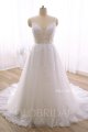 A line V Neck Beaded Straps Chapel Train Flowy Wedding Dress 724A0705