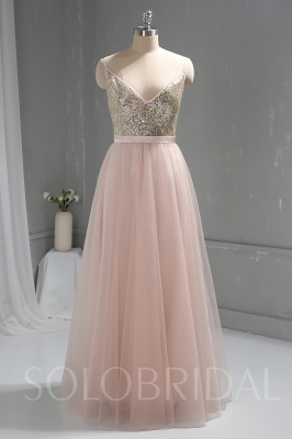 Pink Sequin Bodice Tulle Skirt Dress a00001753