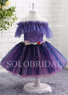 Purple tulle fashion flower girl dress A20806