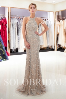 Luxury halter beading proom dress J906841