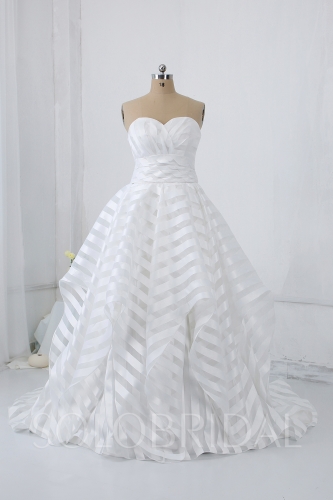 Ivory Stripe Ruffle Wedding Dress 724A1184a