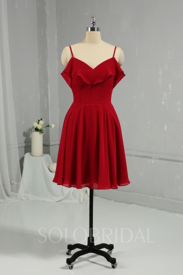 Burgundy Knee Length Chiffon Bridemaid Dress DPP_1957