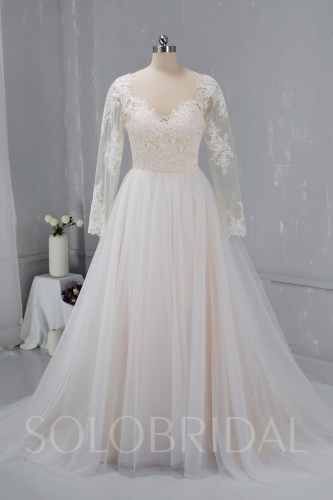 Champagne color Wedding Dress Tulle Skirt 724A2081a