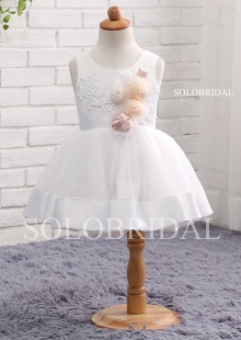 White ball gown flower girl dress A11810