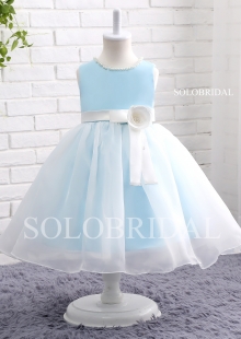 Baby blue a line organza flower girl dress A12802