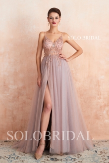 A line tulle split proom dress N463591