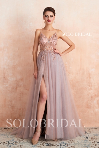 A line tulle split proom dress N463591