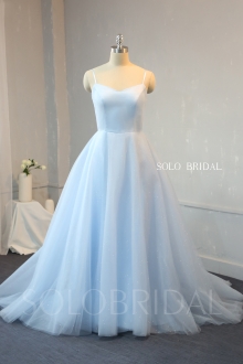 A Line Baby Blue Satin and Shiny Tulle Proom Dress 724A9602
