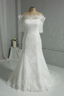 Ivory Lace Wedding Dress Off Shoulder Half Sleeves DPP_2064