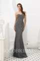 Strapless dark grey beading proom dress L803071