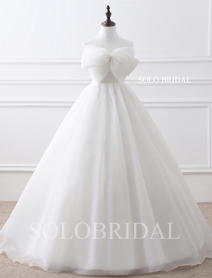 Ivory a line strapless lace up bow organza floor length wedding dress E224081